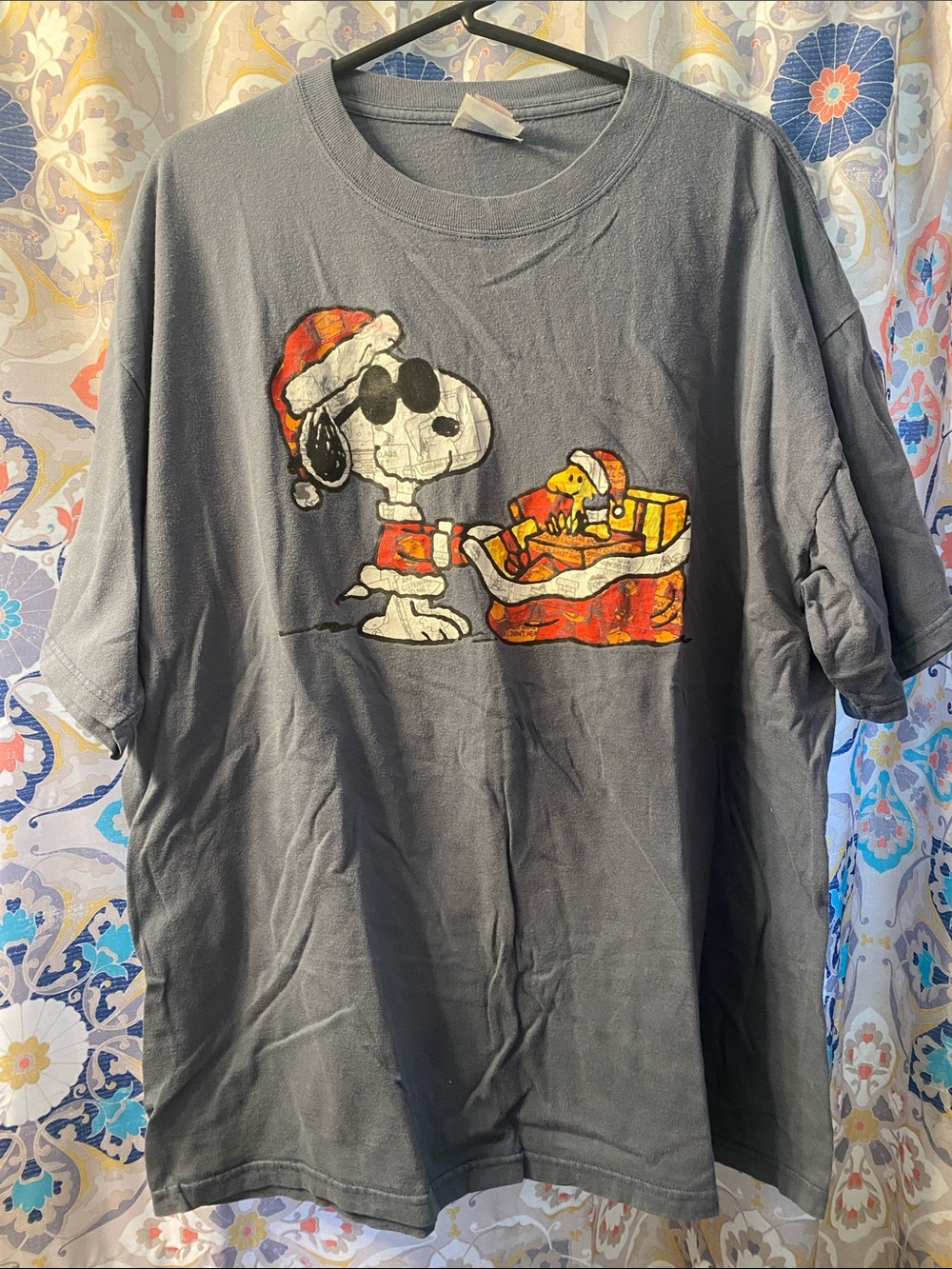 Peanuts Snoopy & Woodstock Holiday Tee - Gray with Red and Yellow Accents